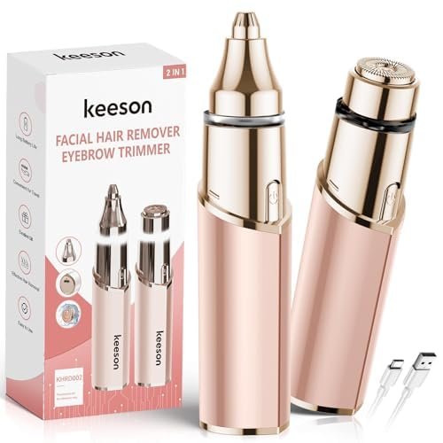 2 in 1 Eyebrow Trimmer for Women, Facial Hair Remover, Rechargeable Hair Removal Device, Face Razors Shaver with LED Light, Facial Hair Remover for Women Face