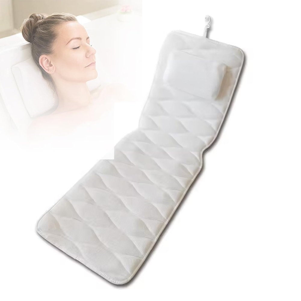 aKpJhgD Full Body Bath Pillow Mat & Cushion - 13 Suction Cups - Spa Relaxation with Thick Padding, Headrest, Neck, and Shoulder Support - Ideal for Bathtub Soaking