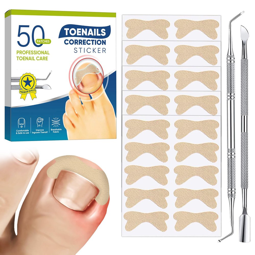 Ingrown Toenail Treatment, 50Pcs Breathable Ingrown Toenail Corrector Patches with Nail File & Lifter, Professional-Grade Treatment for Fast Results