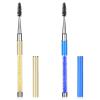 2 PCS Spoolie for Lashes, Eyebrow Spoolie, Eye Brow Brush with Cap, Reusable Travel Eye Brow Brushes, Portable Eyebrow Spiral Brushes with Handle, Make up Accessories for Women (Blue, Gold) view 1