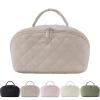 2026 New Petition Makeup Bag for Woman, Waterproof Cosmetic Organizer Wide-open Pouch Purse,Puffy Padded Organizer for Toiletries & Brushes Large Capacity with Compartments (Khaki) view 1