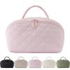2026 New Petition Makeup Bag for Woman, Waterproof Cosmetic Organizer Wide-open Pouch Purse,Puffy Padded Organizer for Toiletries & Brushes Large Capacity with Compartments (pink) view 1
