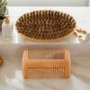 Beard Comb and Brush Set, with Double-Sided Design, Wood, Mustache Grooming Kit, Travel Beard Care Styling Kit, Natural Bristles, for Shaping and Maintaining Facial Hair view 3