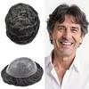 FNY HAIR Toupee For Men Real Human Hair Replacement System Full Poly Mens Toupee 0.10mm Thin PU Injection Durable Mens Hair Piece Prosthesis Wig 7"X9" #230 Darkest Brown Mixed 30% Grey view 1