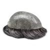 FNY HAIR Toupee For Men Real Human Hair Replacement System Full Poly Mens Toupee 0.10mm Thin PU Injection Durable Mens Hair Piece Prosthesis Wig 7"X9" #230 Darkest Brown Mixed 30% Grey view 3