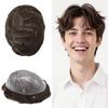 FNY HAIR Toupee For Men Real Human Hair Replacement System Full Poly Mens Toupee 0.10mm Thin PU Injection Durable Mens Hair Piece Prosthesis Wig 6"X9" #3 Dark Brown view 1