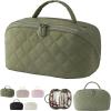 2026 New Travel Makeup Bag -180 Lay-Flat Design, Triple-Proof InteriorLarge Capacity Makeup Organizer Pouch Open Flat Toiletry Bag, Portable Puffer Cosmetic Bags for Toiletries (Avocado green) view 1