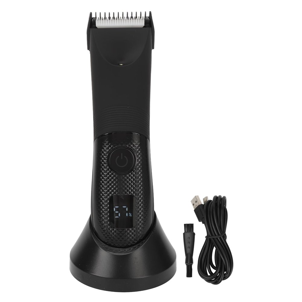 Gucagle Electric Body Hair Trimmer Ceramic Cutter Head USB Rechargeable Men's Groin Armpit Chest Hair Clipper Smoothing Skin Safety Blade Ergonomic Handle ABS Alloy