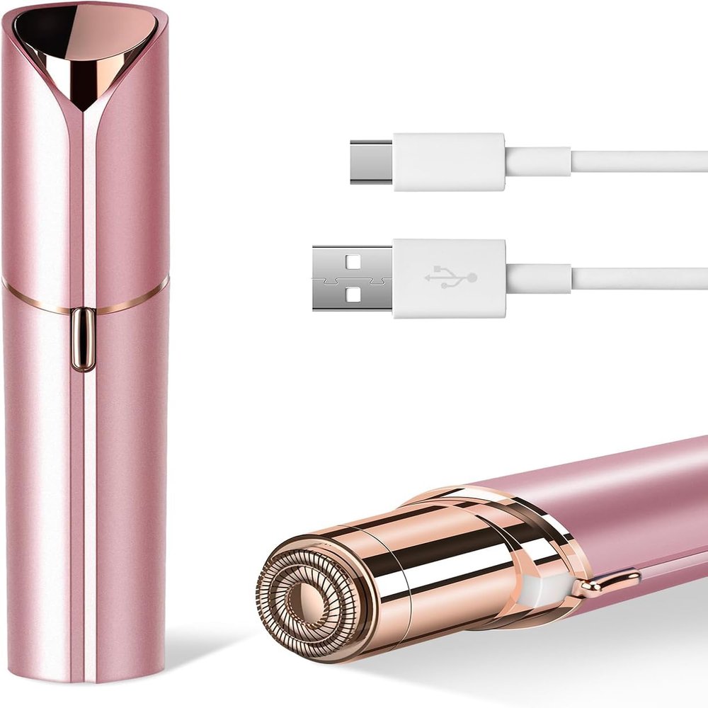 Facial Hair Remover for Women as Seen on TV Painless Face Shaver -Mini Hair Remover Electric Razor Shaver Portable Bikini Epilator for Lips Chin Armpit Peach Fuzz Fingers Neck, Cheek Rose Gold