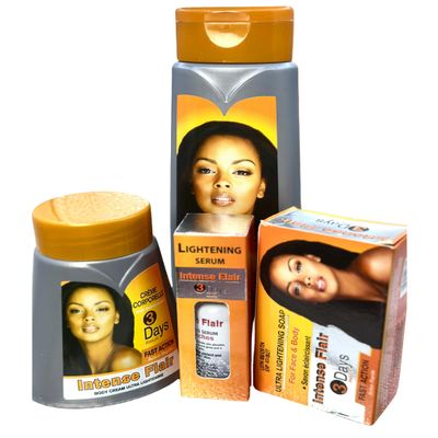 Intense Flair Ultra Formula, SkinCare Set (Lotion 500ml + Cream 360 + Soap 200g + 30ml)