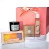 4-Piece Natural Brightening & Detox Bath Gift Set | Kojic Turmeric Soap, Exfoliating Sugar Scrub, Vanilla Coco Oil, & Konjac Exfoliating Sponge | Complete Spa & Skincare Kit for Women view 1