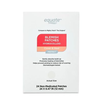 Hydrocolloid Blemish Patches, Non-Medicated Cover and Heal Acne Patches, 24 Count, 12mm