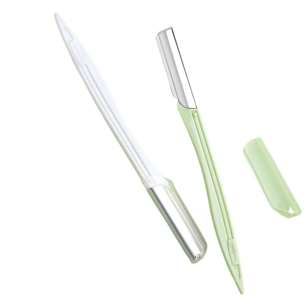 2 Stainless Steel Eyebrow Razors, Safety Blade Depilation Trimmer Razors, Facial Body Female Eyebrow Shaping Tools
