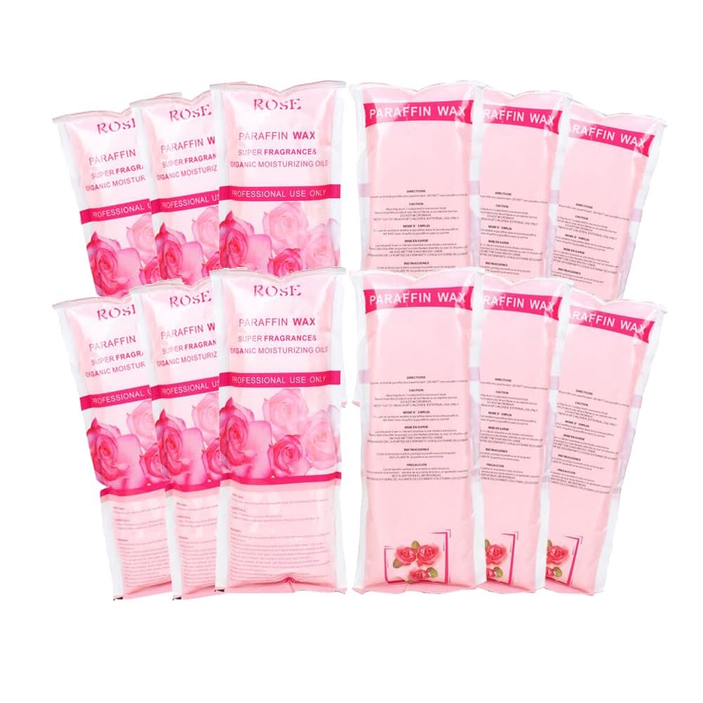 HLead Paraffin Wax Refills, 12 Pack Rose Scented Paraffin Wax Beads Blocks for Paraffin Bath, Paraffin Wax Machine Refills for Hand Feet Dry Skin,Rrelieves muscle fatigue, Hydration and nourish