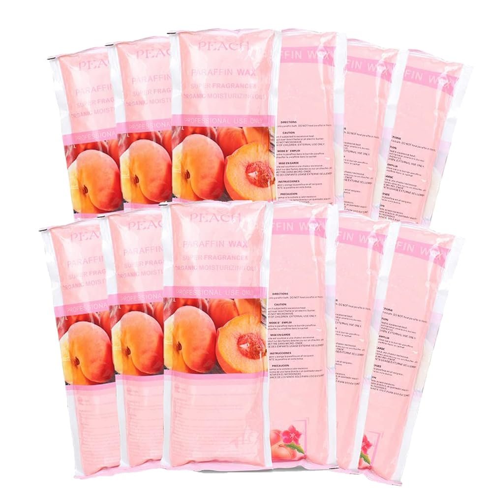 HLead Paraffin Wax Refills, 12 Pack Peach Scented Paraffin Wax Beads Blocks for Paraffin Bath, Paraffin Wax Machine Refills for Hand Feet Dry Skin,Rrelieves muscle fatigue, Hydration and nourish