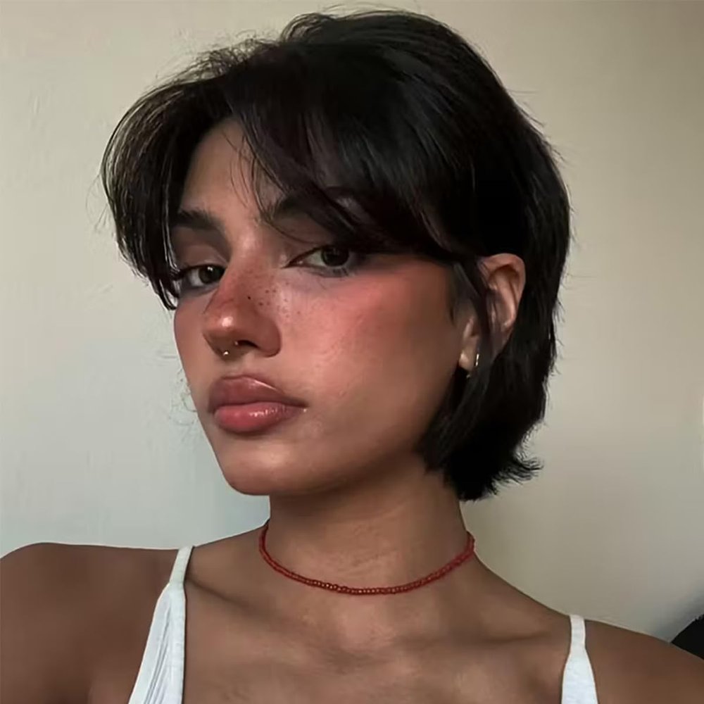 Feelgrace Pixie Wigs Human Hair for Black Women Natural Black Short Wigs for Women Glueless Short Black Layered Pixie Cut Wig Human Hair with Bangs