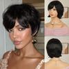 Feelgrace Pixie Wigs Human Hair for Black Women Natural Black Short Wigs for Women Glueless Short Black Layered Pixie Cut Wig Human Hair with Bangs view 2