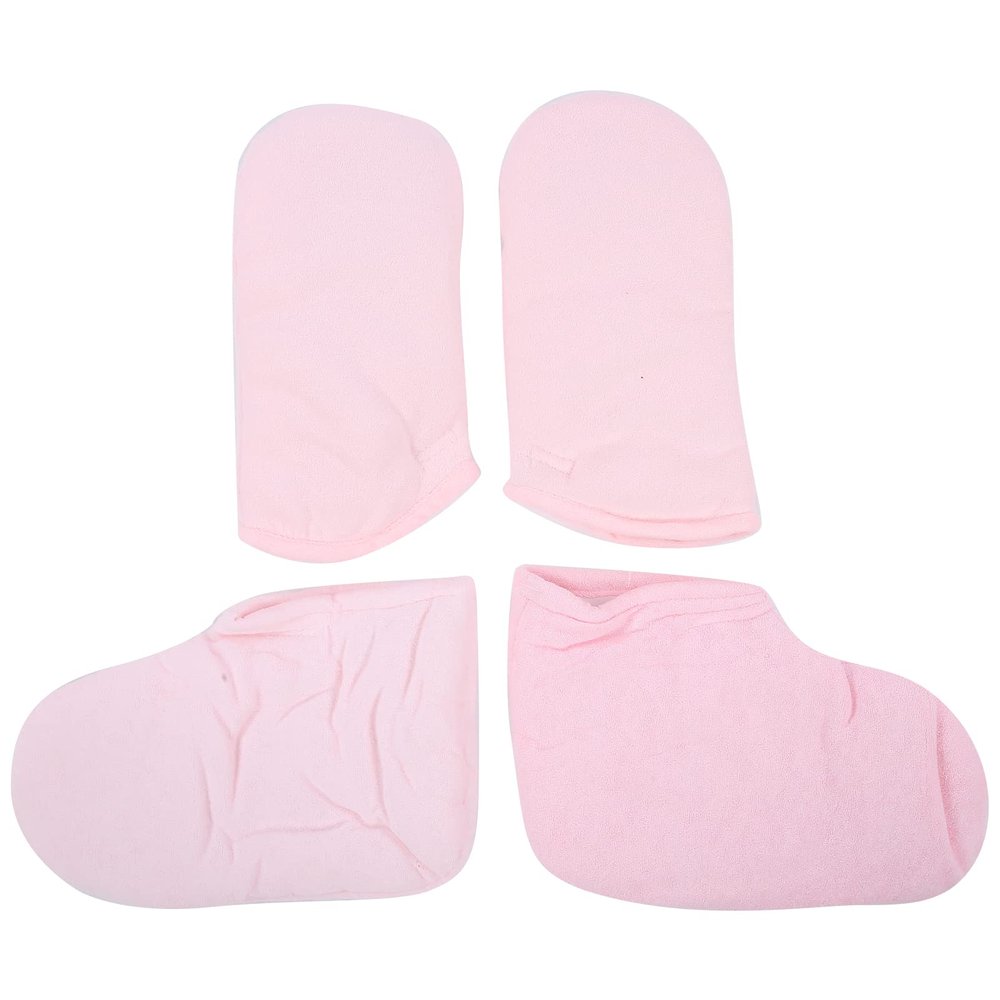 Paraffin Wax Gloves Set Insulated Hand Care Whitening Mittens SPA Treatment Foot Covers Soft Polyester Terry Cloth Pink 28x15cm 30x21x16cm Professional Salons Home Use