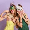 Konsait Mardi Gras Temporary Tattoos, 99+ PCS Fake Tattoos Body Makeup Tattoo with Mask Crown Hat for Masquerade Party Favors Mardi Gras Accessories 10 Sheets view 4