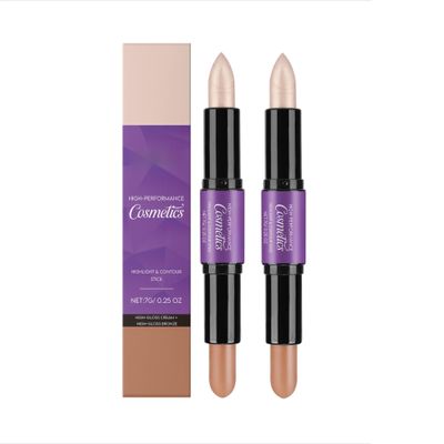2 in 1 Cream Contour and Highlighter Stick Duo for Natural Glow, Face Shaping, Brightening and Bronzing Makeup2pcs)
