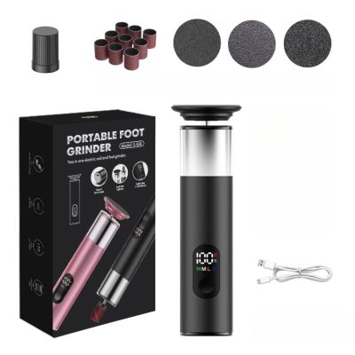 2-in-1 Electric Foot File, Electric Foot File Hard Skin Remover, Suitable for Removing Foot Crusts, calluses, and Hard Skin, with Three Adjustable Levels, Used for Foot Care and exfoliating (Black)