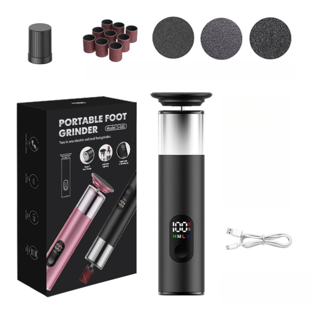 2-in-1 Electric Foot File, Electric Foot File Hard Skin Remover, Suitable for Removing Foot Crusts, calluses, and Hard Skin, with Three Adjustable Levels, Used for Foot Care and exfoliating (Black)