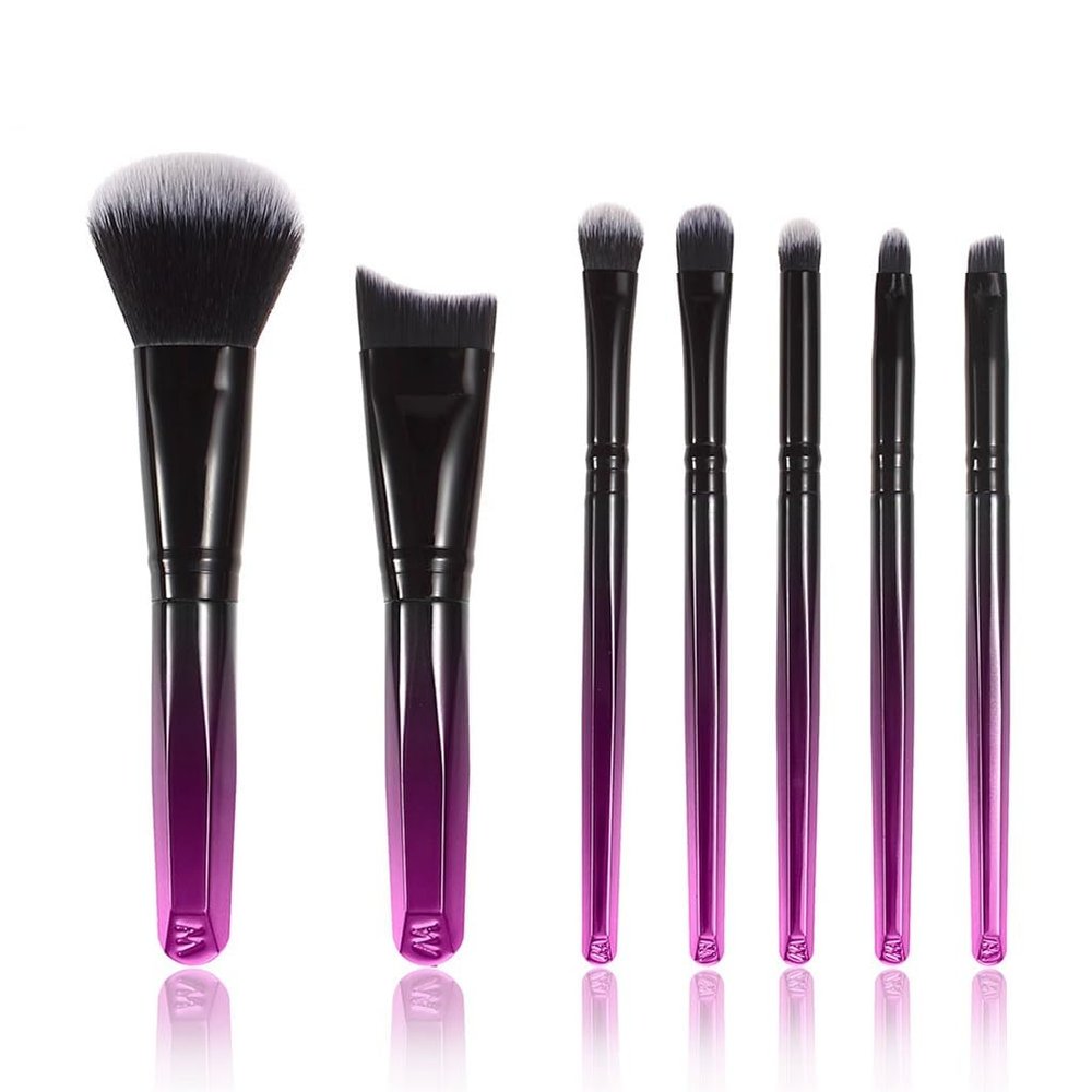 7pcs Mini Makeup Brush Set Gradient Color Portable Makeup Tools Travel Makeup Set Brushes(D)
