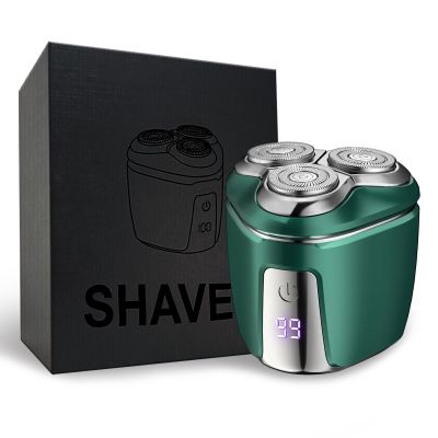 Portable Electric Foil Shaver for Men, Mini Electric Razor for Beard/Face, 3 Floating Blade LED Display, Type C Fast Rechargeable, IPX7 Waterproof (Green)