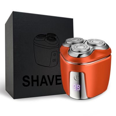 Portable Electric Foil Shaver for Men, Mini Electric Razor for Beard/Face, 3 Floating Blade LED Display, Type C Fast Rechargeable, IPX7 Waterproof (Orange)