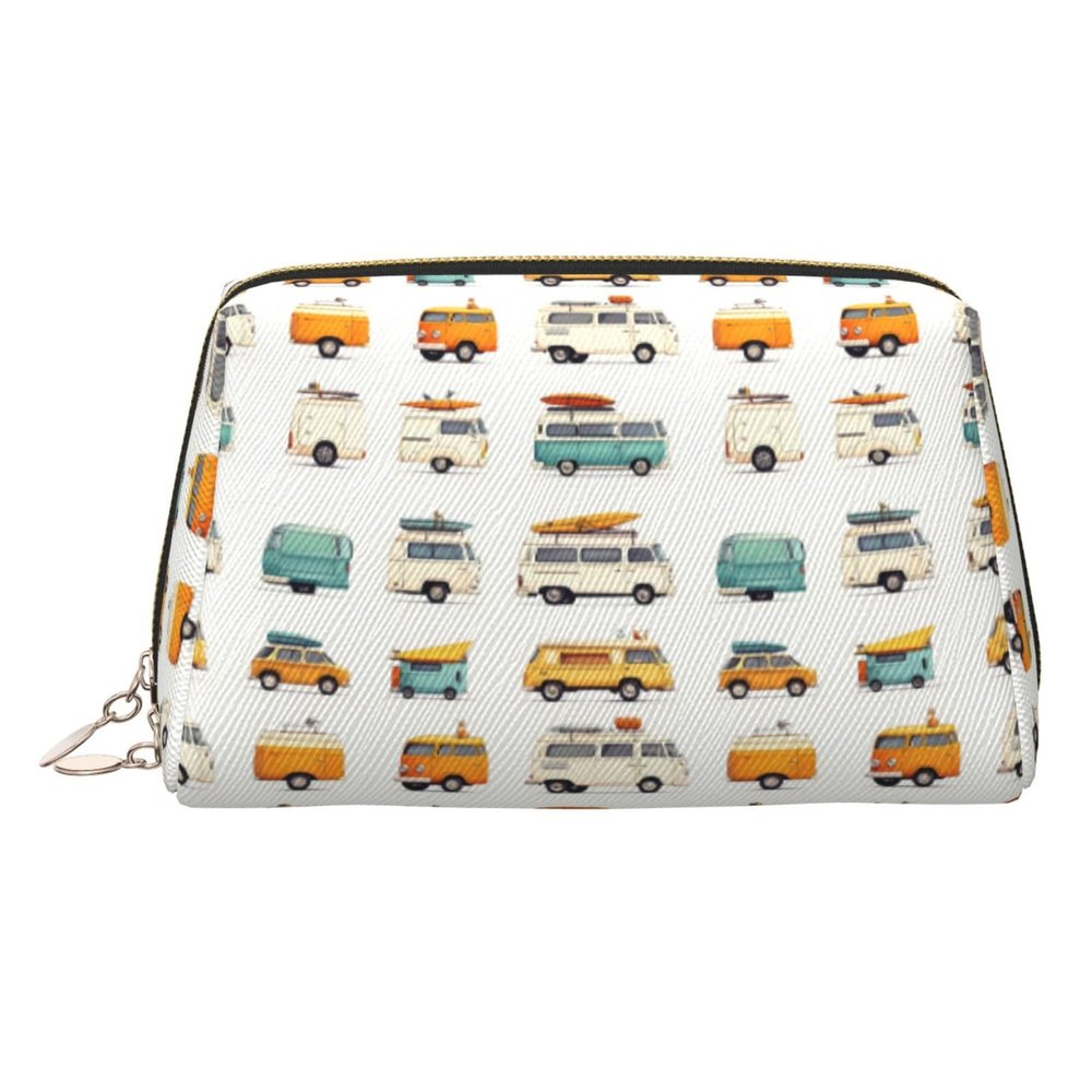 TZTTZT Large Makeup Bag, Colorful Travel Trailer Print Cosmetic Bags Travel Toiletry Bags for Women, Leather Makeup Case Make Up Bag Organizer, Cute Make Up Pouch