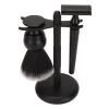 3Pcs Trimming Brush Set for Men, Black Beard Care Kit, Safety Trimming Blade Brushes with Stand Holder, Stainless Steel Trimmer Brush Set for Most, Gift for view 1
