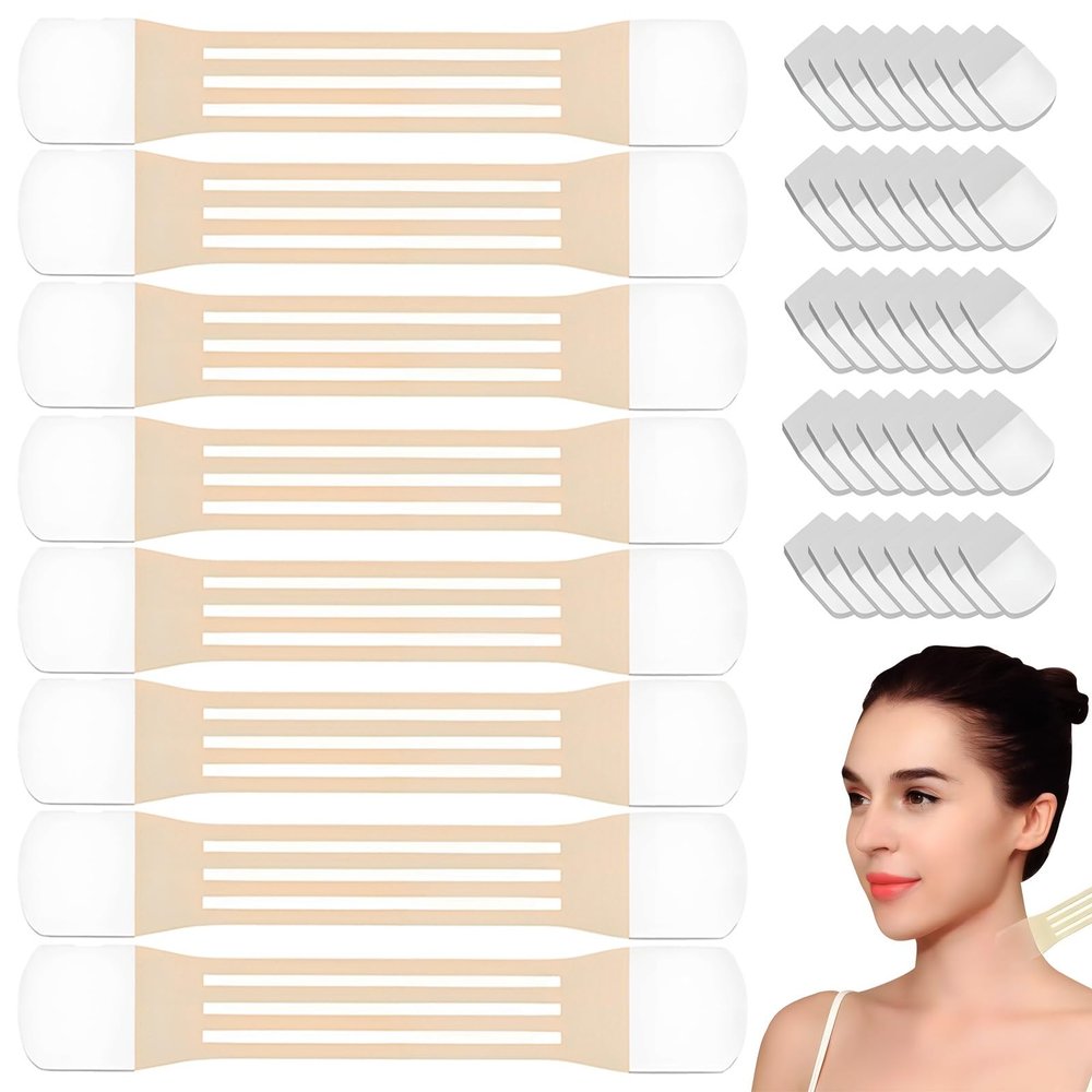 Neck Lift Tape, Neck Tape Lifting Invisible with 40 Patches & 8 pull Straps, Breathable Lift Strap Tightening Tapes for Necks Face