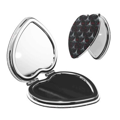 TZTTZT Gothic Style Manta Ray Print Compact Mirror, Small Travel Makeup Mirror for Women, 1X/2X Magnification Portable Pocket Mirrors Heart, Cute Mini Mirrors for Purse