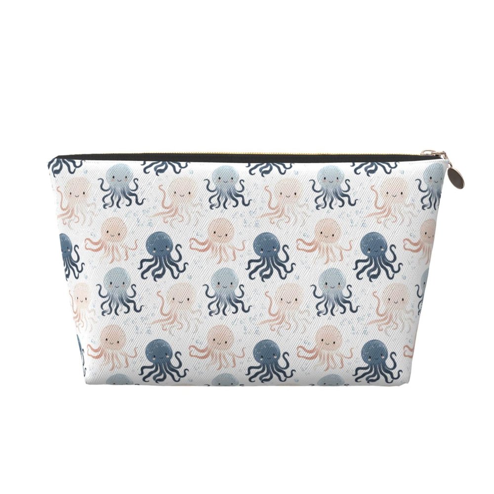 TZTTZT Cartoon Cute Octopus Print Makeup Bag, Cosmetic Travel Toiletry Bag for Women, Leather Make Up Bags, Cute Makeup Pouch Organizer, Travel Essentials for Women