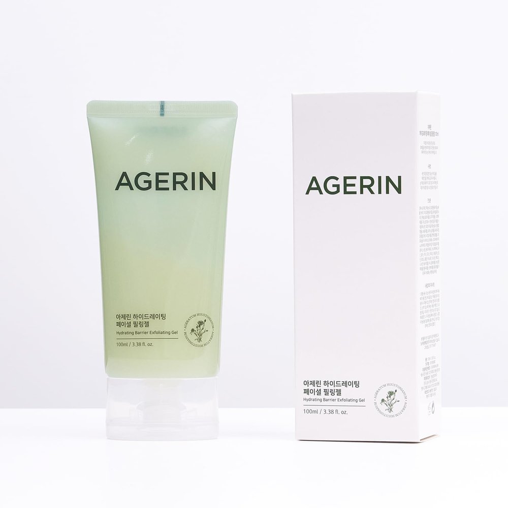 AGERIN Hydrating Barrier Exfoliating Gel Smart Protein-Responsive Exfoliator for Sensitive Skin, Ageratum Extract, 100ml / 3.38 fl.oz.