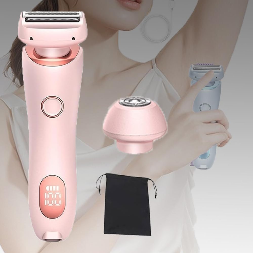 Generic Razor, 2 in 1 Electric Shaver for Women, Double Head Detachable Shaver Razors, Wet and Dry Use, IPX7 Waterproof, 20-30 Shaves per Charge (Pink)