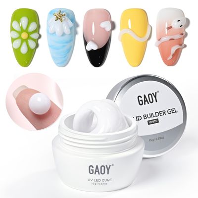 GAOY White 3D Sculpting Gel for Nail Art, 15g Solid Builder Gel
