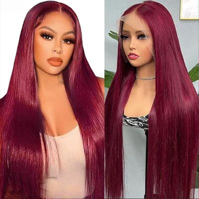 MSCLARA 200% Density Burgundy 13x4 HD Lace Front Wigs Human Hair Straight Lace Front Wigs Human Hair Pre Plucked Wigs Human Hair for Black Women