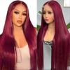 MSCLARA 200% Density Burgundy 13x4 HD Lace Front Wigs Human Hair Straight Lace Front Wigs Human Hair Pre Plucked Wigs Human Hair for Black Women view 1