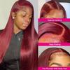 MSCLARA 200% Density Burgundy 13x4 HD Lace Front Wigs Human Hair Straight Lace Front Wigs Human Hair Pre Plucked Wigs Human Hair for Black Women view 2