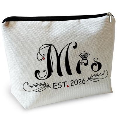 2026 Bride Mrs Wedding Gifts for Women Bride Future Mrs Travel Makeup Bag