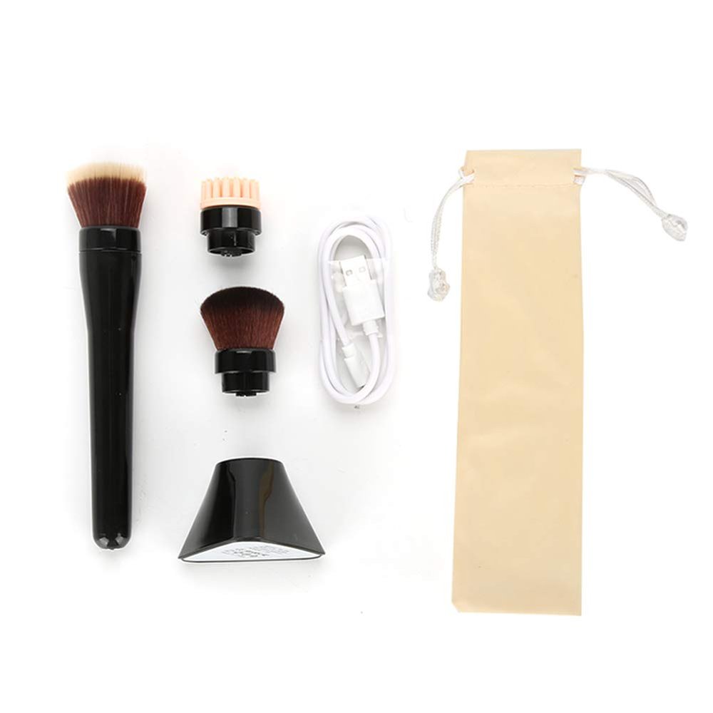 3 In 1 Electric Makeup Brush Facial Cleansing Wash Brush ABS Material Fiber Hair USB Charging Portable Travel Friendly Beauty Tool Kit For Women Men (makeup brush)