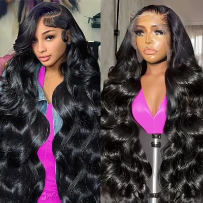UltraFlower 36 Inch 200% Density 13x6 Body Wave HD Lace Front Wigs Human Hair 13x6 HD Transparent Lace Front Wigs Human Hair Pre Plucked Glueless Wigs for Women Frontal Wigs Black Wig Body Wave Wig