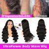 UltraFlower 36 Inch 200% Density 13x6 Body Wave HD Lace Front Wigs Human Hair 13x6 HD Transparent Lace Front Wigs Human Hair Pre Plucked Glueless Wigs for Women Frontal Wigs Black Wig Body Wave Wig view 4