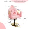 FinerFurnis Hydraulic Reclining Barber Chair for Home & Salon  360 Swivel, Height Adjustable, PU Leather, Heavy Duty Spa & Beauty Equipment, Ideal for Hair Stylists and Barbershops, Pink view 2