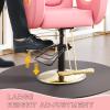 FinerFurnis Hydraulic Reclining Barber Chair for Home & Salon  360 Swivel, Height Adjustable, PU Leather, Heavy Duty Spa & Beauty Equipment, Ideal for Hair Stylists and Barbershops, Pink view 3