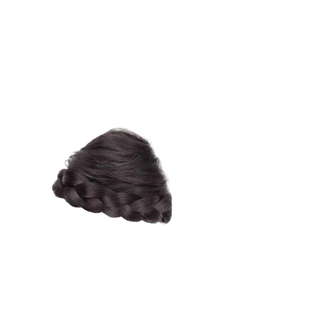 ALLUREMOUR Cat Ear Wig Claw Clip Bun Hairpiece Cute Double Bun Hair Accessory Updo Flower Bun Synthetic Wig(Yellow)
