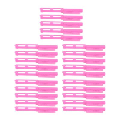 Hair Perm Rods Set 25pcs Hollow Out Smoothing Teeth Curling Rods for Salon Barber Styling Plastic Resin Pink 8x2cm
