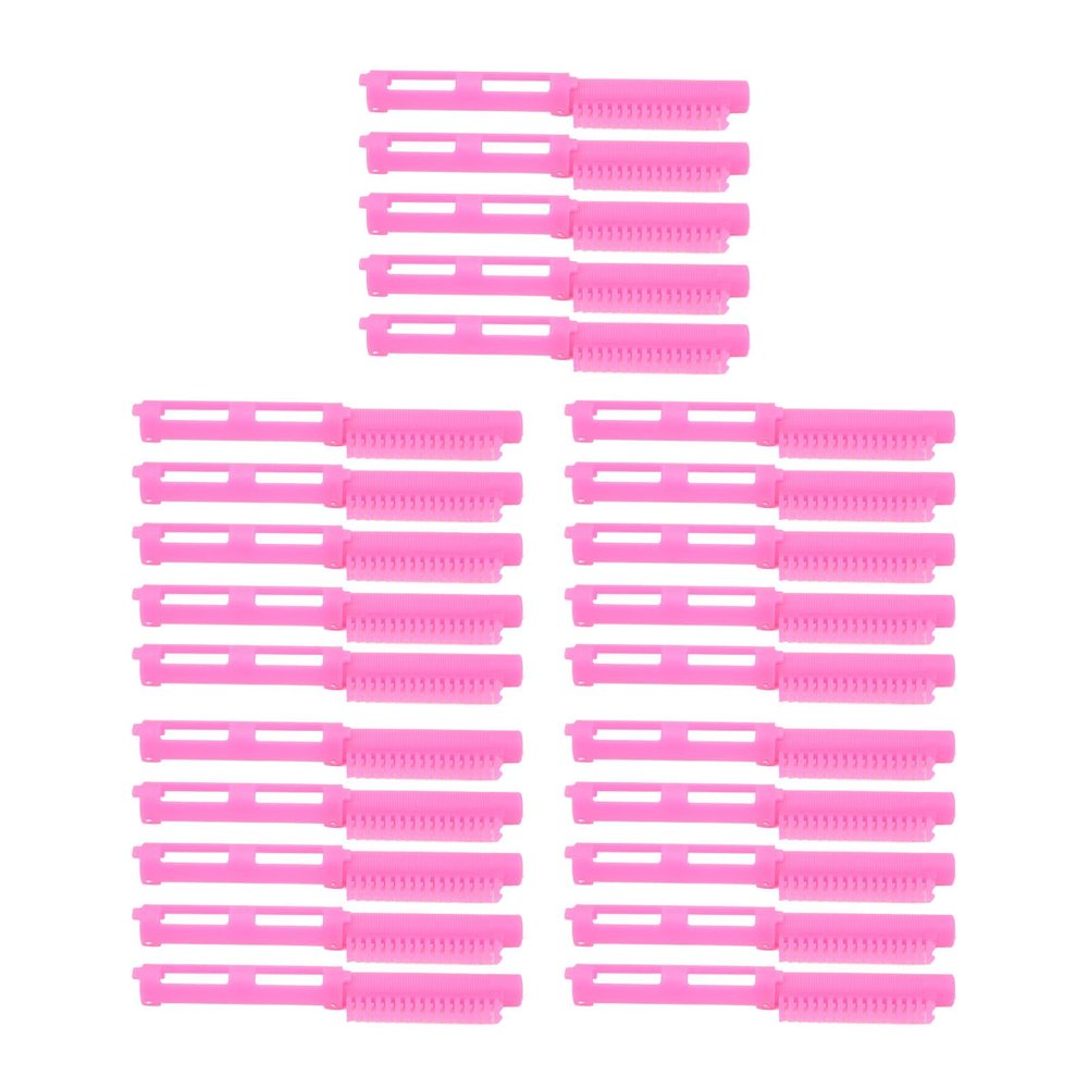 Hair Perm Rods Set 25pcs Hollow Out Smoothing Teeth Curling Rods for Salon Barber Styling Plastic Resin Pink 8x2cm