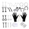 AZIDWERYQ Body Piercing Kit Stainless Steel Tongue Rings Belly Button Piercing Jewelry Black 47PCS view 1